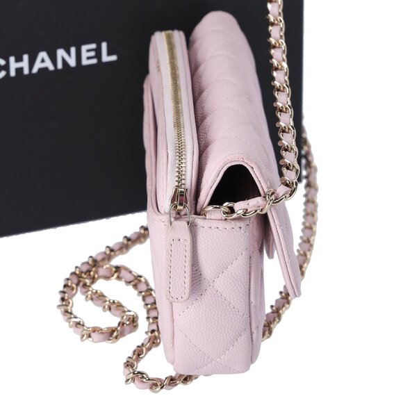 CHANEL Classic Flap Phone Holder on Chain WOC Crossbody Pink Caviar - Picture 3 of 10